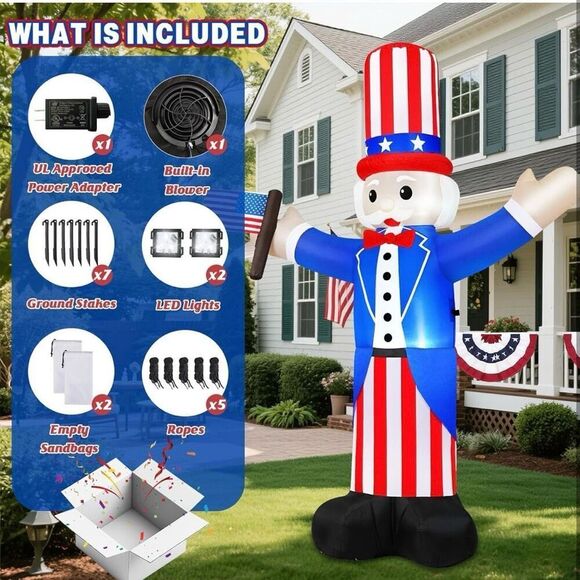 6FT Patriotic Independence Day 4th of July Inflatables Outdoor Decorations New - Picture 8 of 9